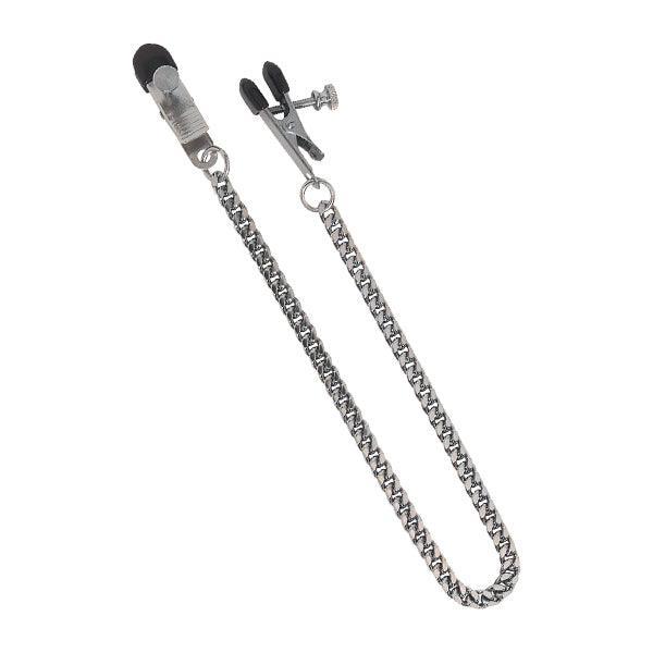 Adjustable Broad Tip Nipple Clamp with Chain: Silver - Image 3