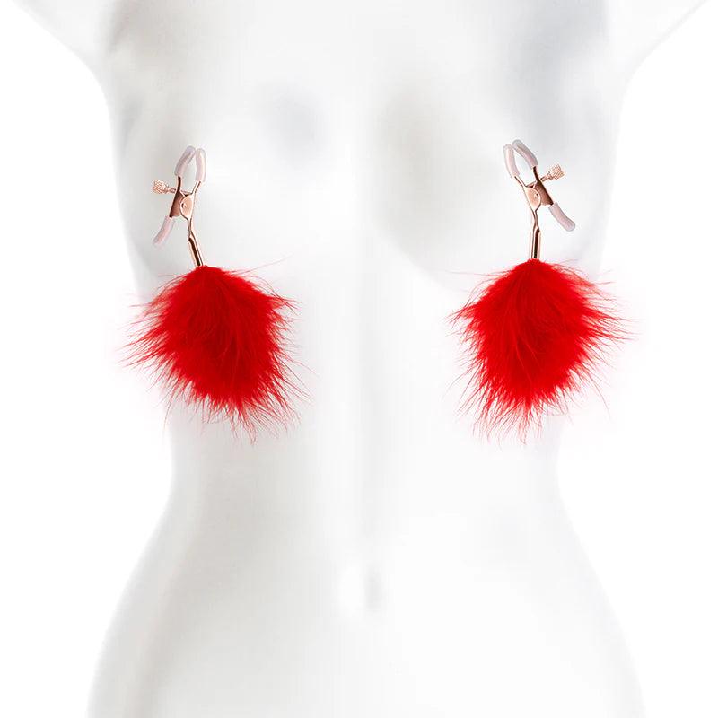 Bound Adjustable Nipple Clamps with Feathers - Image 4