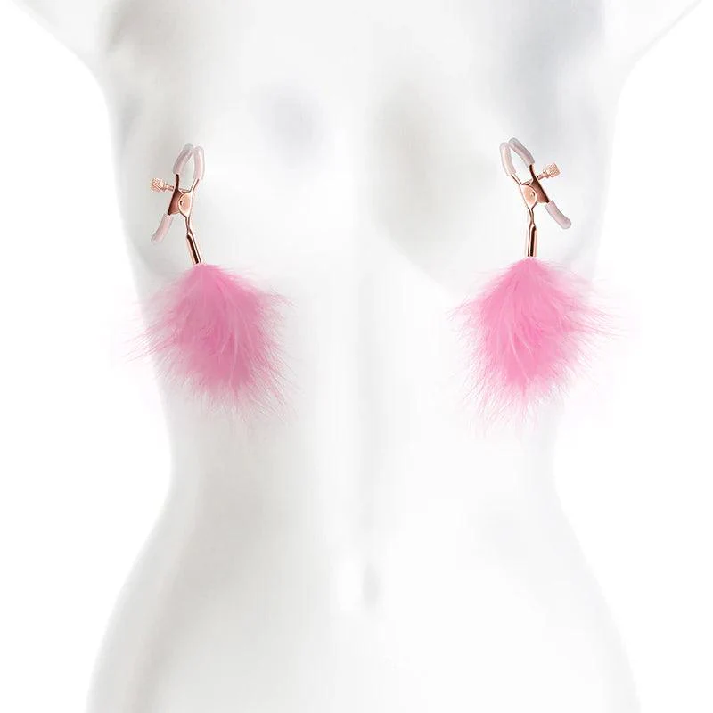 Bound Adjustable Nipple Clamps with Feathers - Image 5