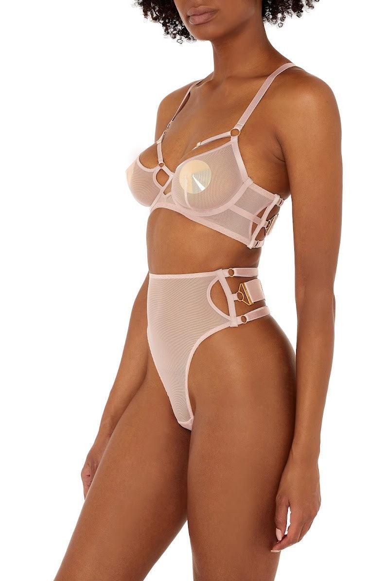 Kora High Waist Thong; Rose - Bordelle - Image 3