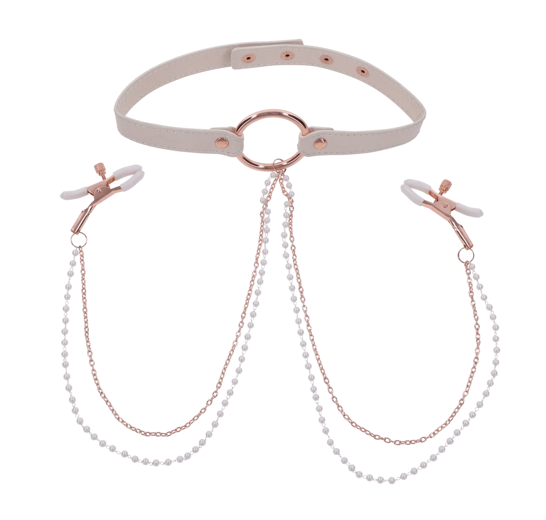 Peaches 'n Creame Collar with Nipple Clamps