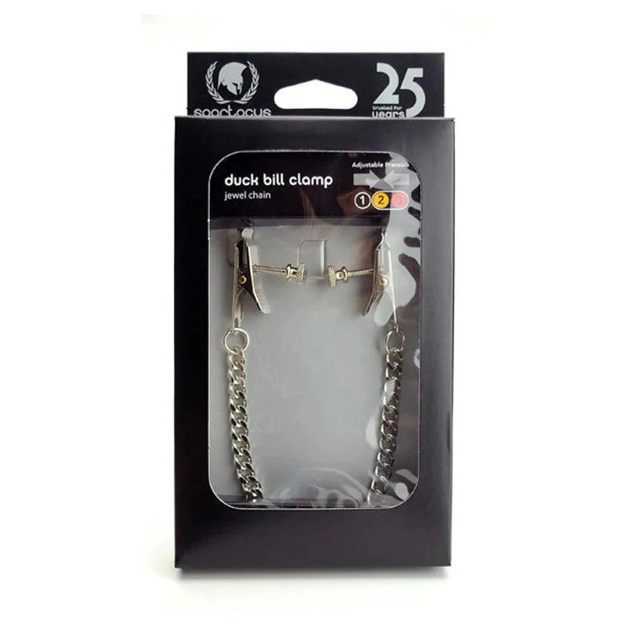 Spartacus Duck Bill Adjustable Nipple Clamps with Jewel Chain - Image 3