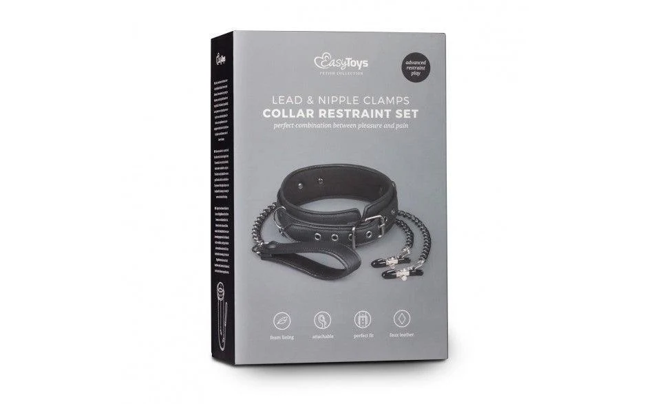 Vegan Collar, Lead & Nipple Clamps Restraint Set - Image 5